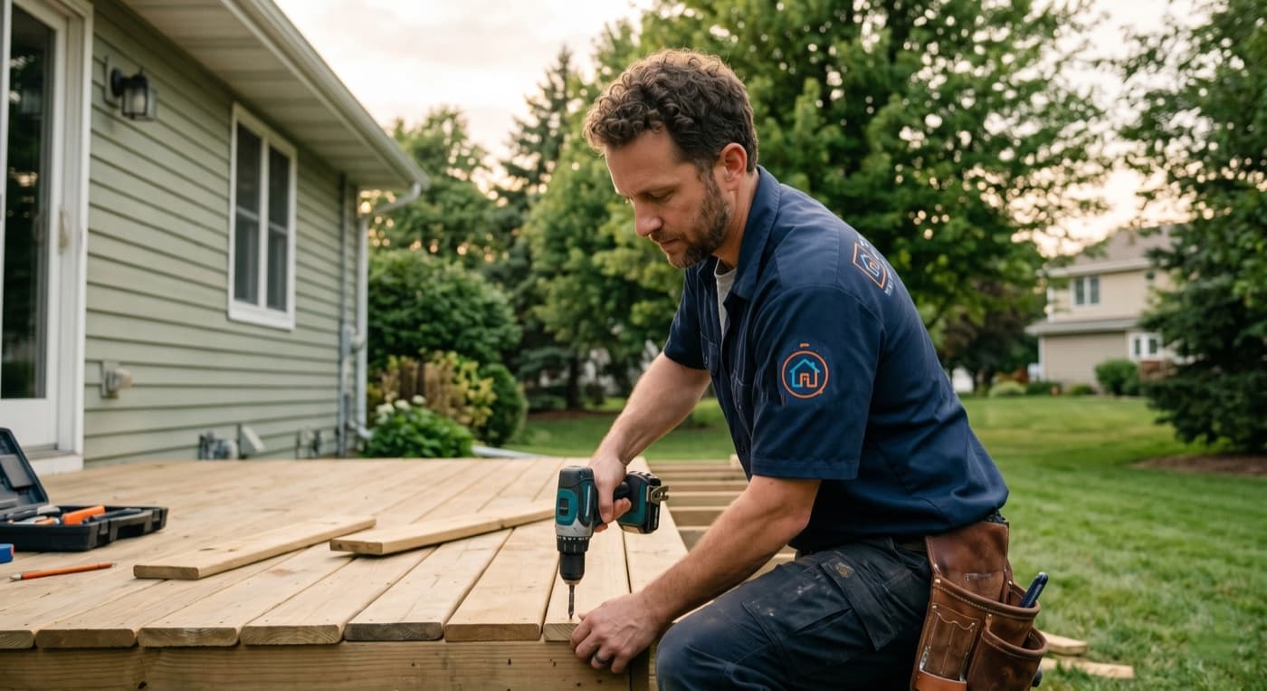 A vetted local pro at work on a deck